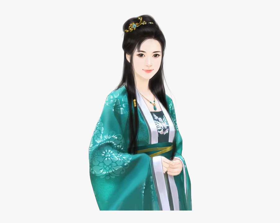 Clip Art Pretty Chinese Girl - Kimono, Transparent Clipart