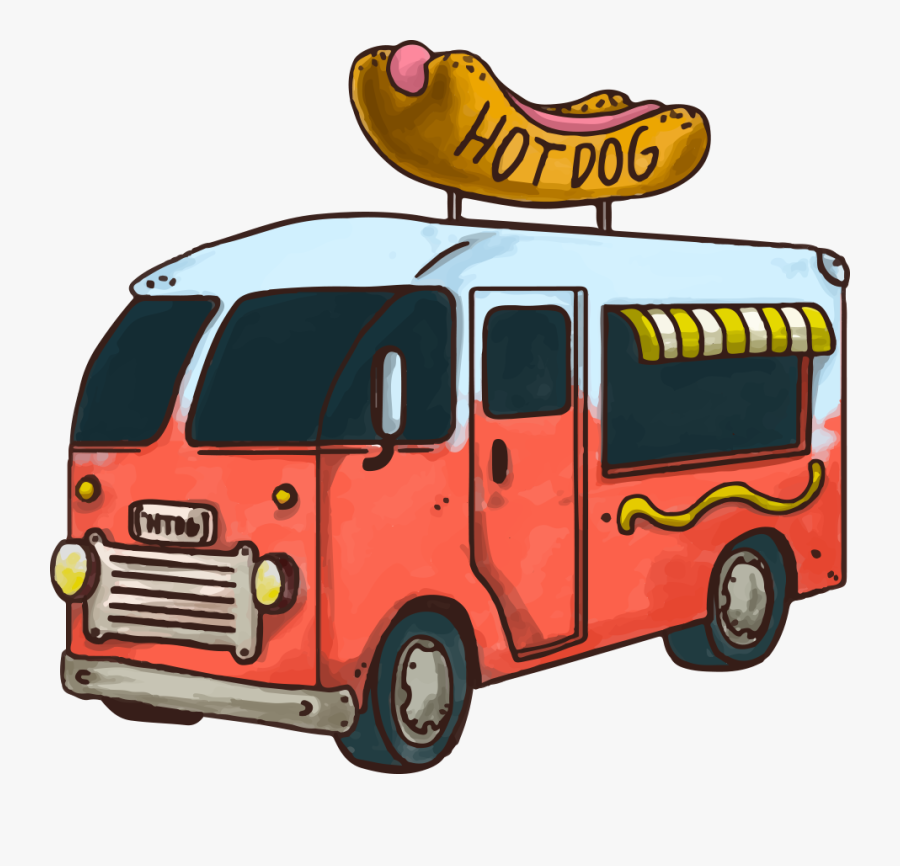 Hot Dog Fast Food Hamburger Car Food Truck - Vector Food Truck Png, Transparent Clipart
