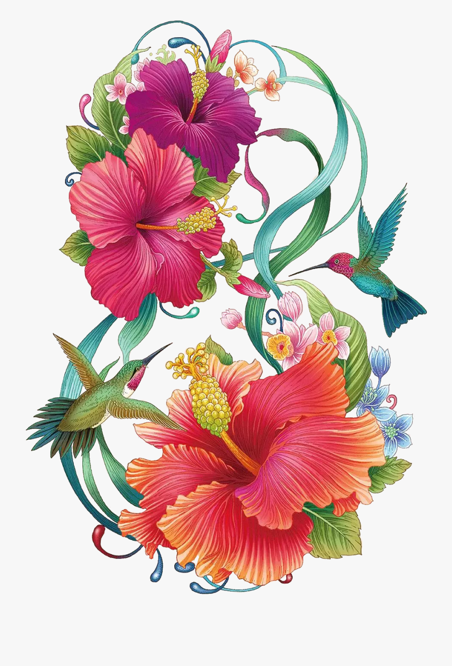 Hibiscus Flower Color Hand Painted Common Painting - Hibiscus Flower Color Painting, Transparent Clipart