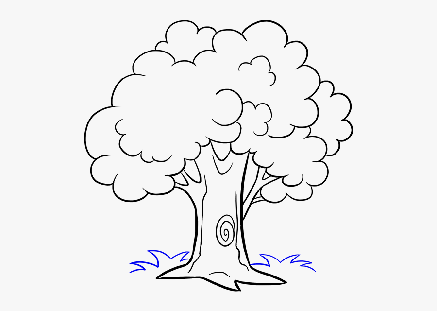 Easy Tree Cartoon Drawing, Transparent Clipart