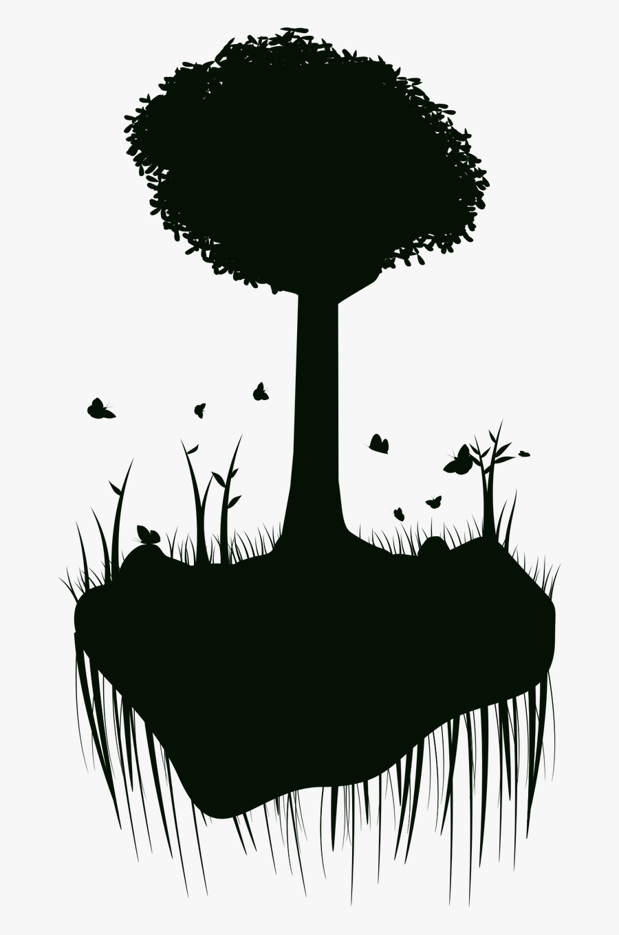 Silhouette Tree Island Free Picture - Floating Island Silhouette, Transparent Clipart