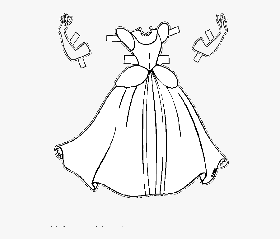 Cinderella Paper Coloring Book The Walt Disney Company - Vestido Para Colorir, Transparent Clipart