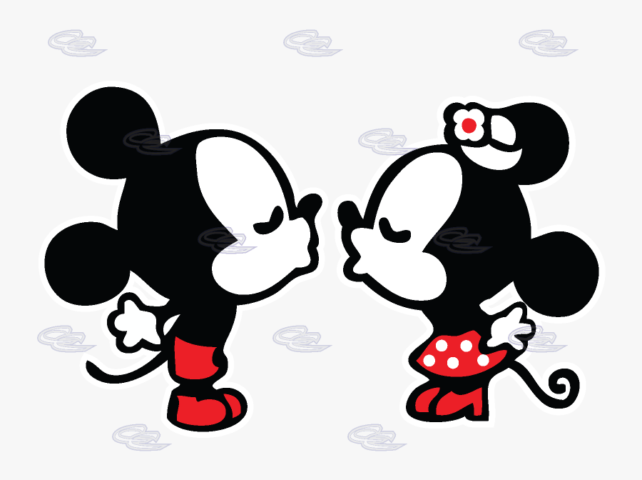 Kiss Clipart Minnie Mouse - Mickey Mouse And Minnie Mouse Drawing, Transparent Clipart