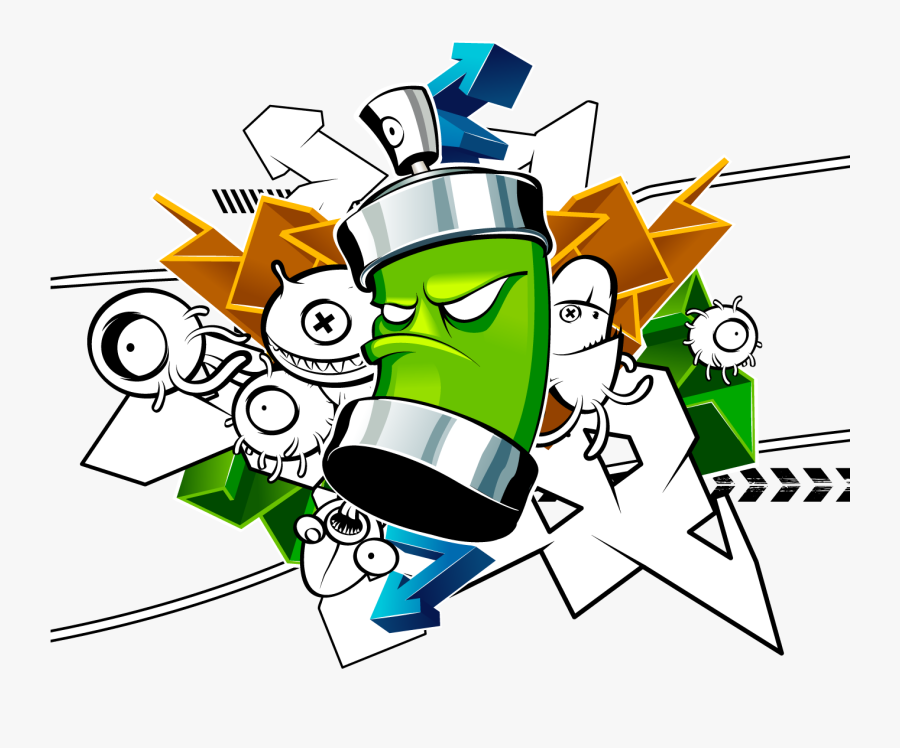 Clip Art Cartoon Graffti - Graffiti Cartoon Spray Can, Transparent Clipart