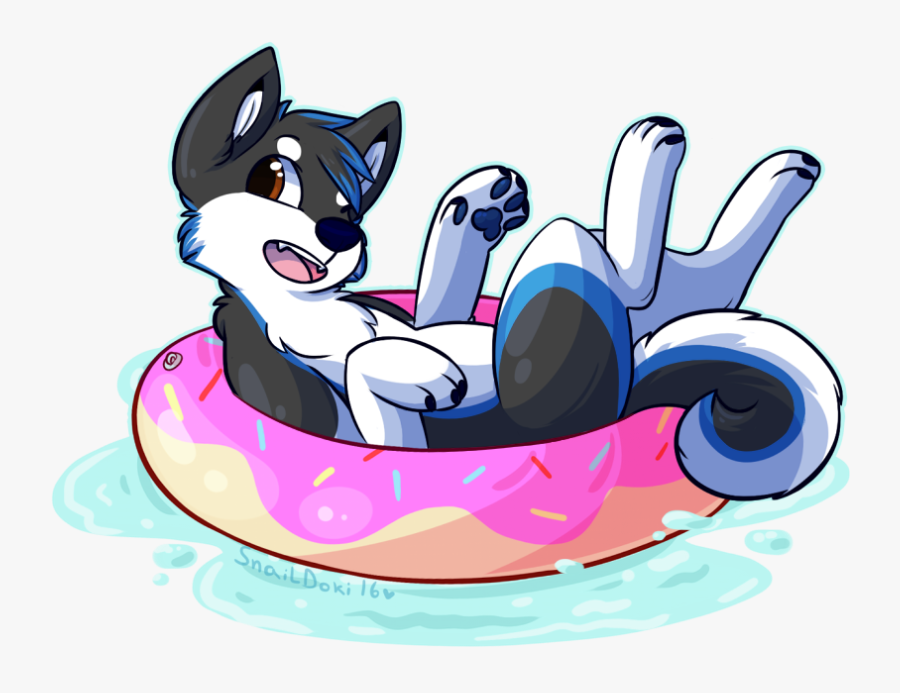 Floating On A Doughnut - Cartoon, Transparent Clipart