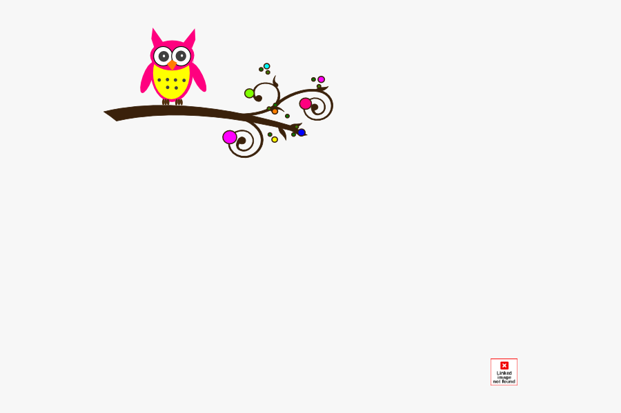 Pink Owl On Branch, Transparent Clipart