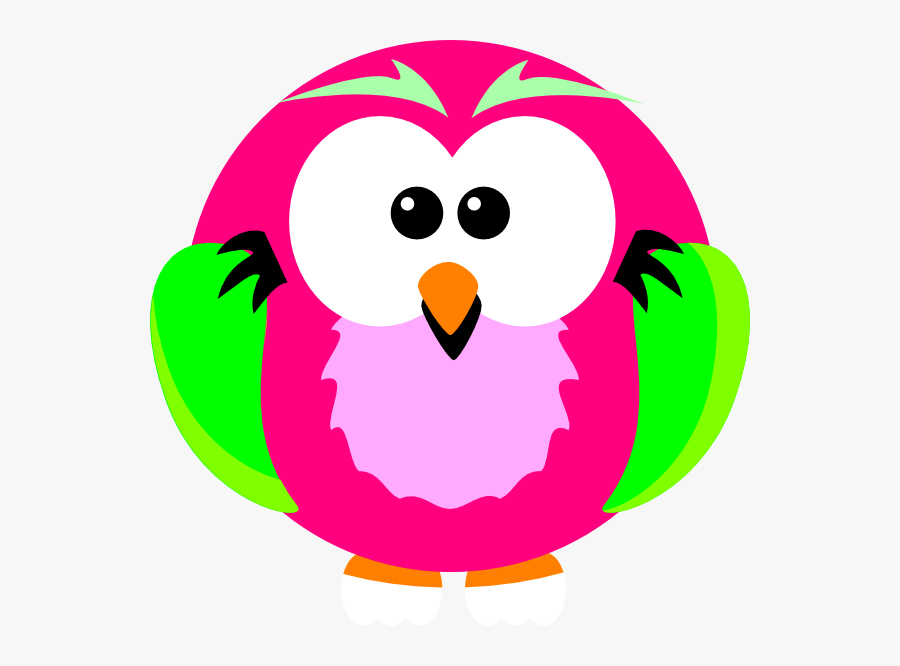 Pink Owl Clipart - Owl Pink And Green Png, Transparent Clipart