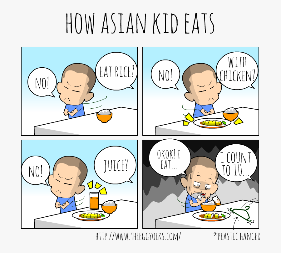 How Asian Kid Eats - Cartoon, Transparent Clipart