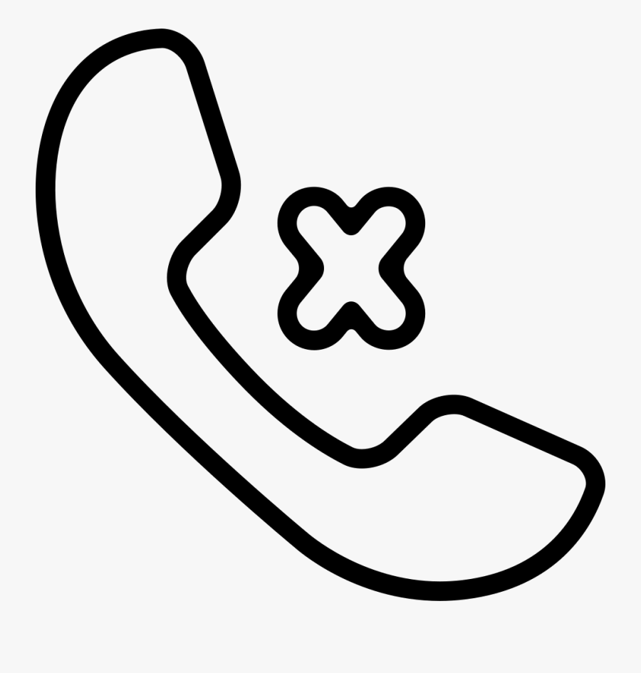 Auricular Of Phone And Cross Sign Outlines - Small Phone Icon Png, Transparent Clipart