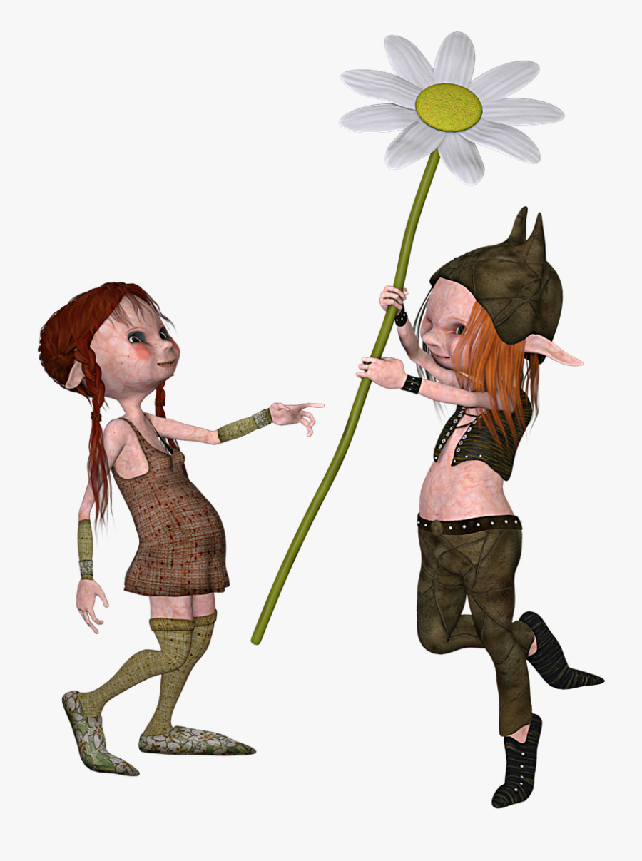Boy And Girl Elf Flower Free Picture - Scalable Vector Graphics, Transparent Clipart