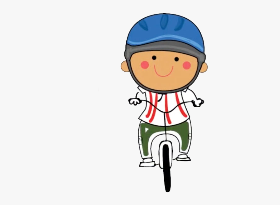 Boy With Blue Helmet Riding Bike - Healthy Kids Community Challenge Cartoons, Transparent Clipart