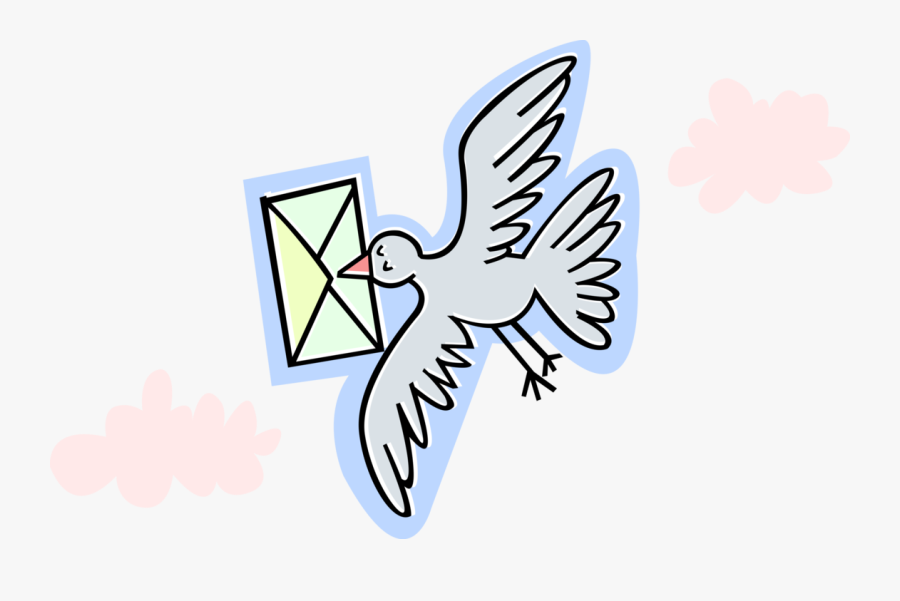 Vector Illustration Of Carrier Pigeon Bird Delivers, Transparent Clipart