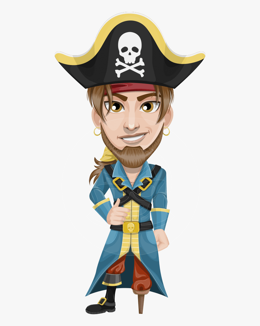 Peg Leg Pirate Cartoon Vector Character Aka Captain - Pirate Sea Captain Cartoon, Transparent Clipart