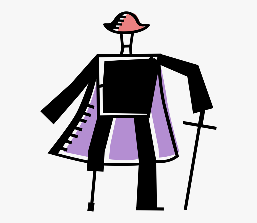 Vector Illustration Of Buccaneer Pirate With Peg Leg, Transparent Clipart