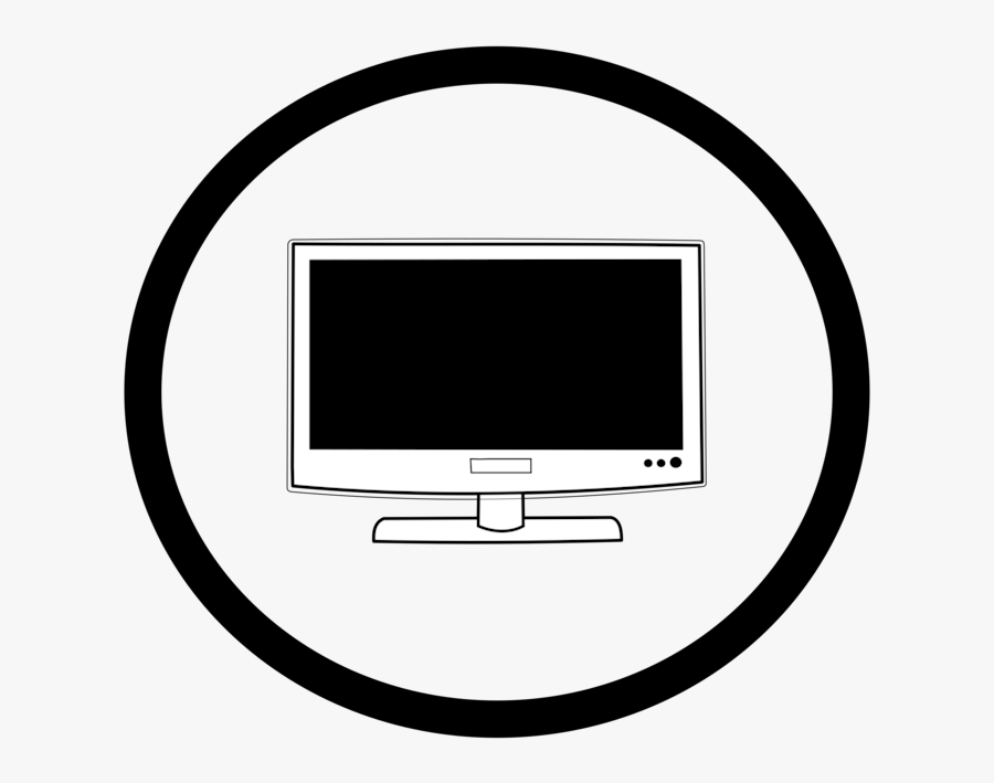 Transparent Television Clipart Black And White - Tv Clipart In Circle, Transparent Clipart