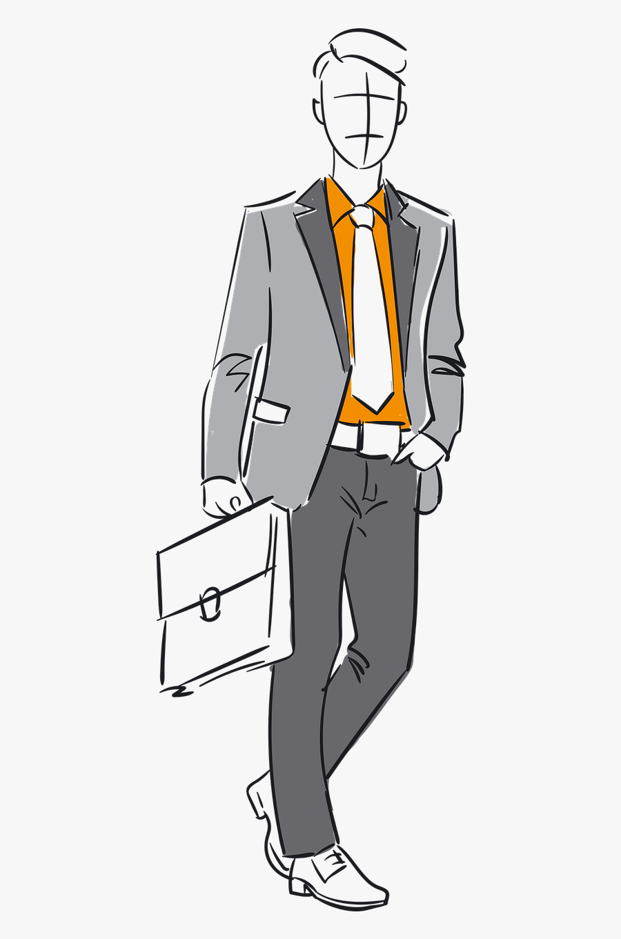 Man With Briefcase Drawing, Transparent Clipart