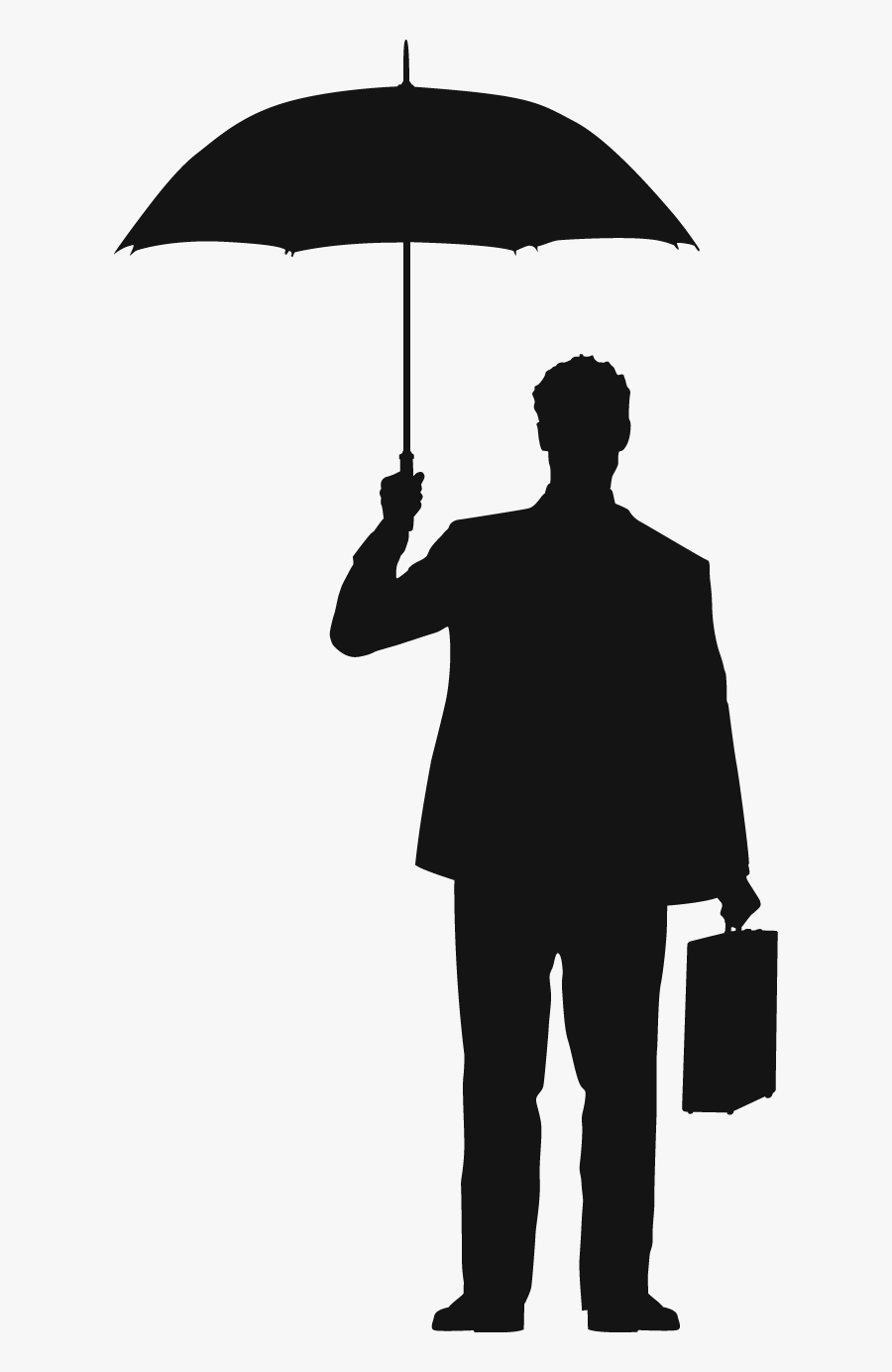 Man With Umbrella Silhouette Png, Transparent Clipart