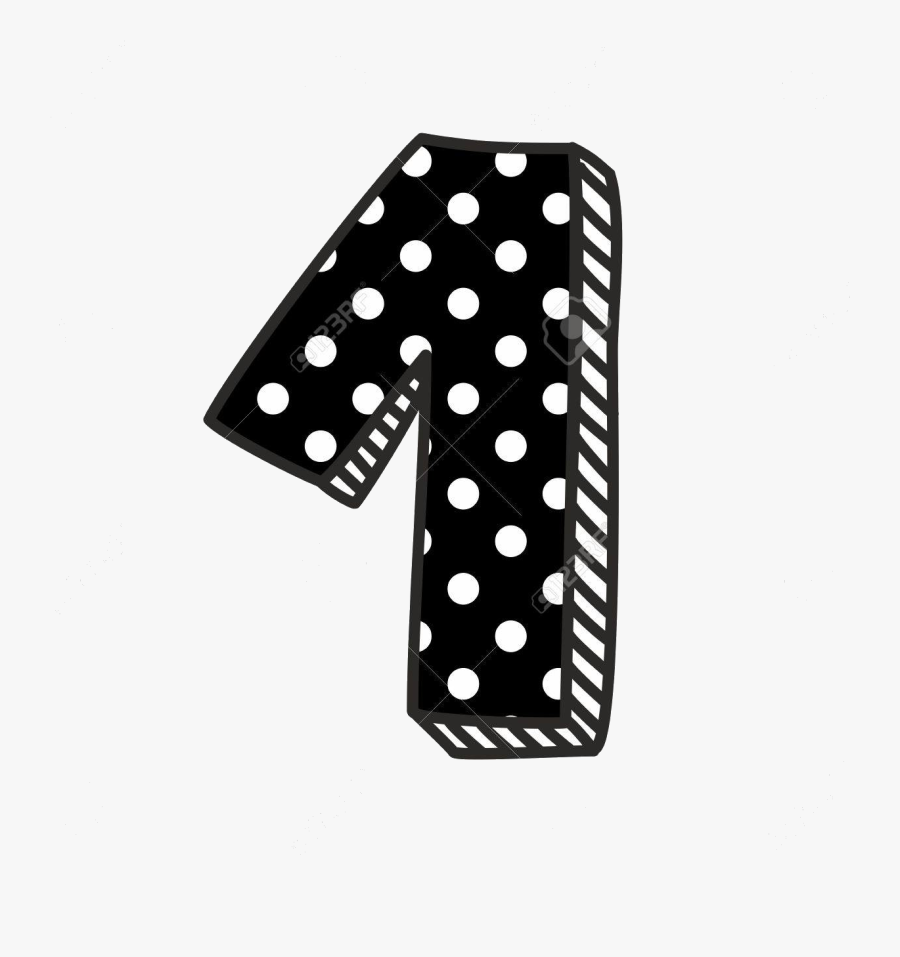 Number 1 Collection Of Clipart Black And White Images - Black Polka Dot Numbers, Transparent Clipart
