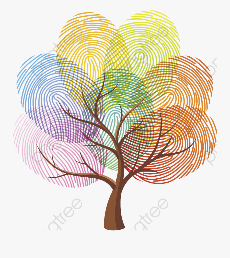 Color Fingerprint Tree Clipart - Finger Print Tree Clipart, Transparent Clipart