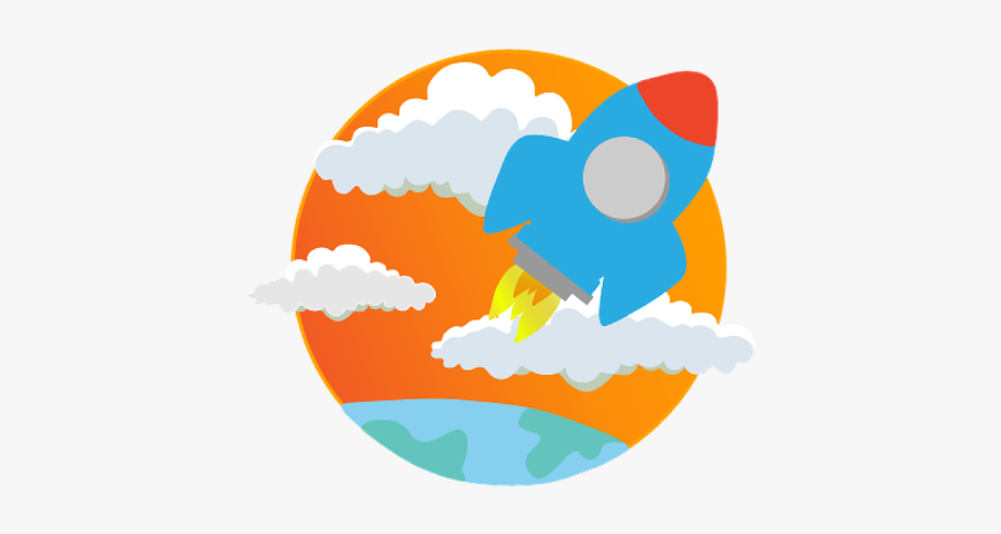Rocket, Rocket Ship, Rocket Fire, Clouds, Space, Earth - Circle, Transparent Clipart