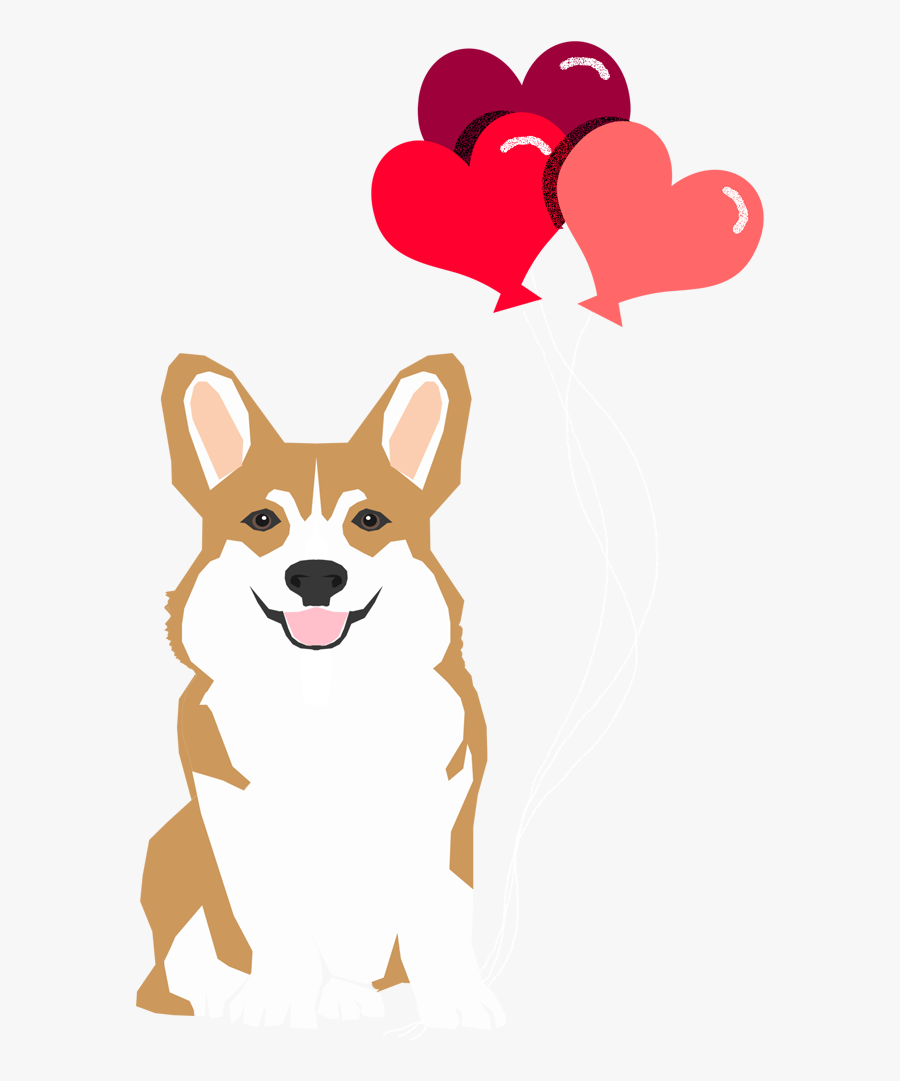 #corgi With #balloons - Corgi With A Heart, Transparent Clipart