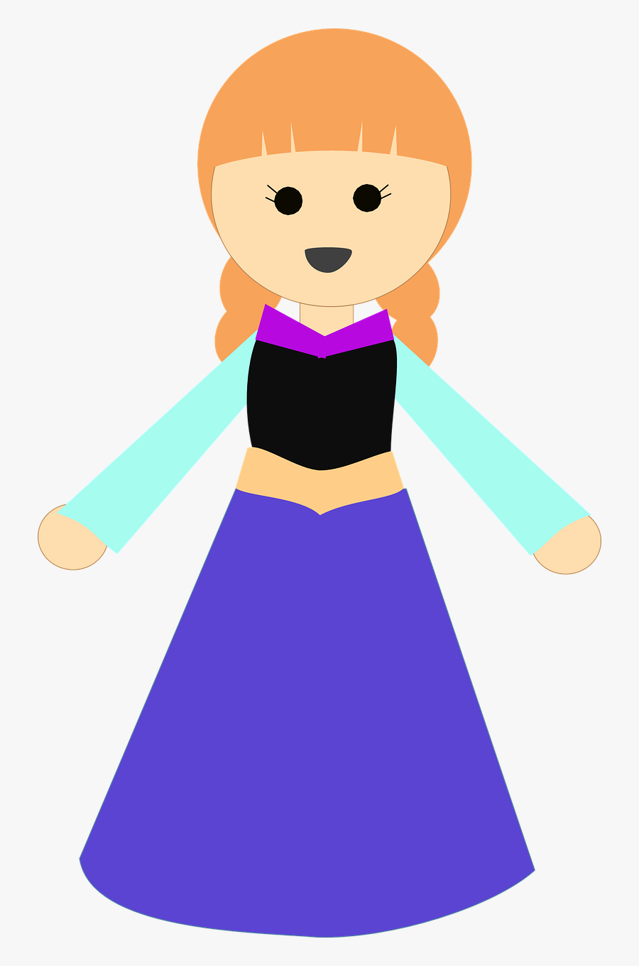 Girls Princesses White Free Picture - Clip Art Girl Long Dress, Transparent Clipart