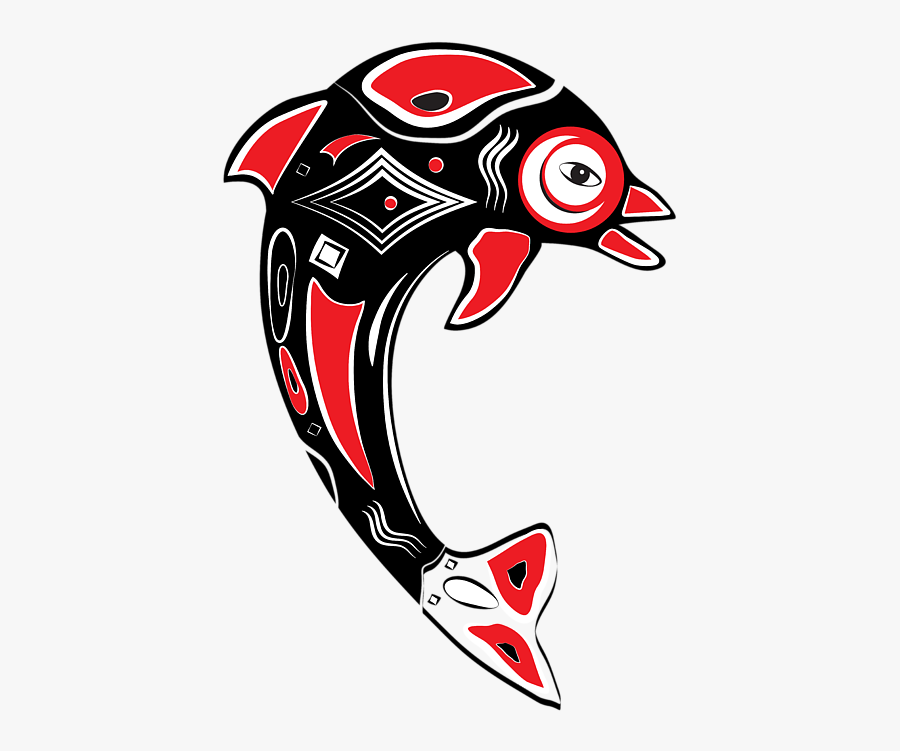 Native American Dolphin Totem, Transparent Clipart