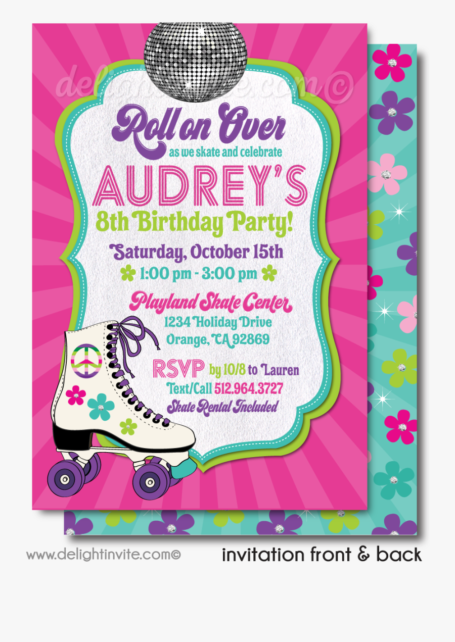 Roller Skating Party Invitations - Party Invitations For 80s Roller Skating, Transparent Clipart