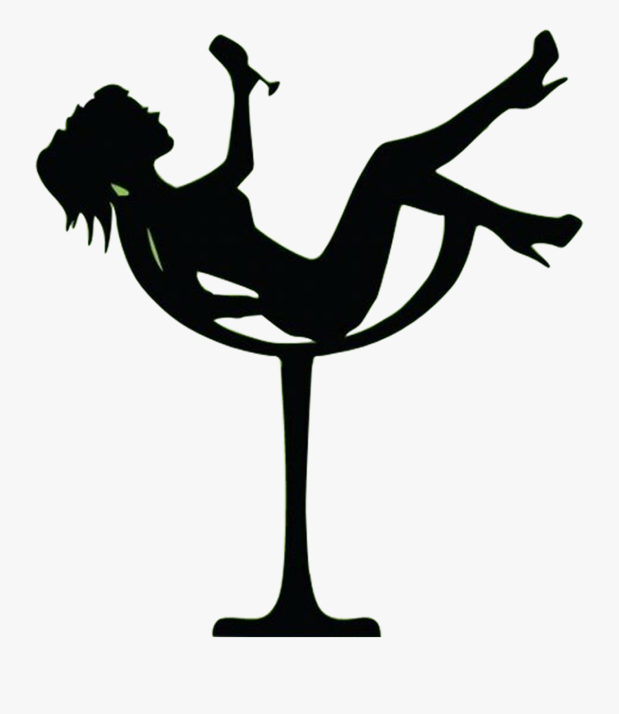 Lady In Martini Glass Silhouette Clipart , Png Download - Silhouette Wine Glass Png, Transparent Clipart