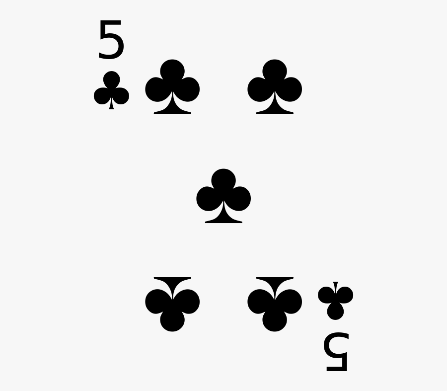 Cards 5 Club - 5 Of Clubs Playing Card, Transparent Clipart