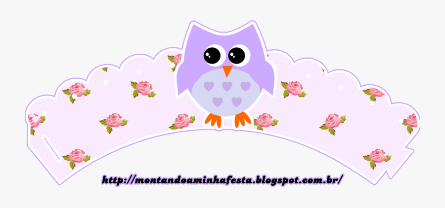Lilac Owls In Shabby Chic Free Printable Wrappers Cupcake - Saia Cupcake Realeza Para Imprimir, Transparent Clipart