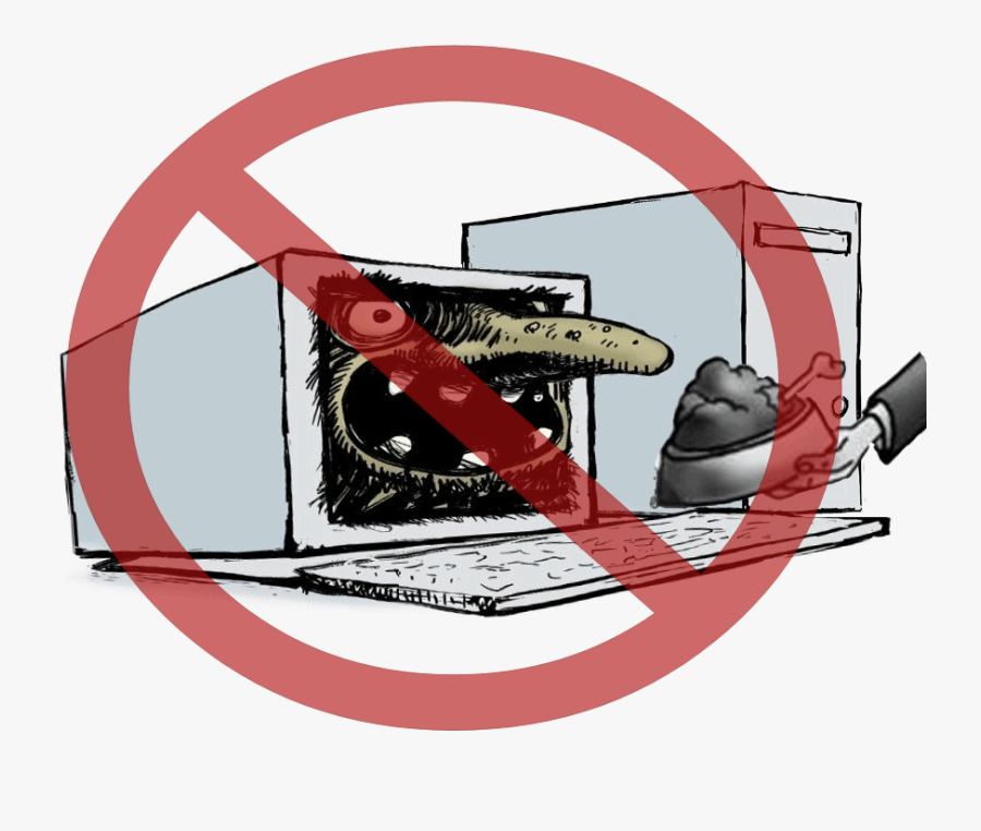 No Sign Over A Computer With A Scary Face - Internet Troll, Transparent Clipart