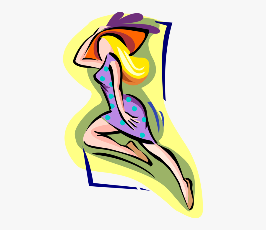 Vector Illustration Of Female Blonde Dancer Leaping, Transparent Clipart