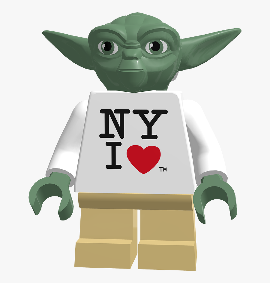 Lego Minifigure Sw0465 Yoda, Ny I Heart Torso, Gray - New York Yoda Lego, Transparent Clipart