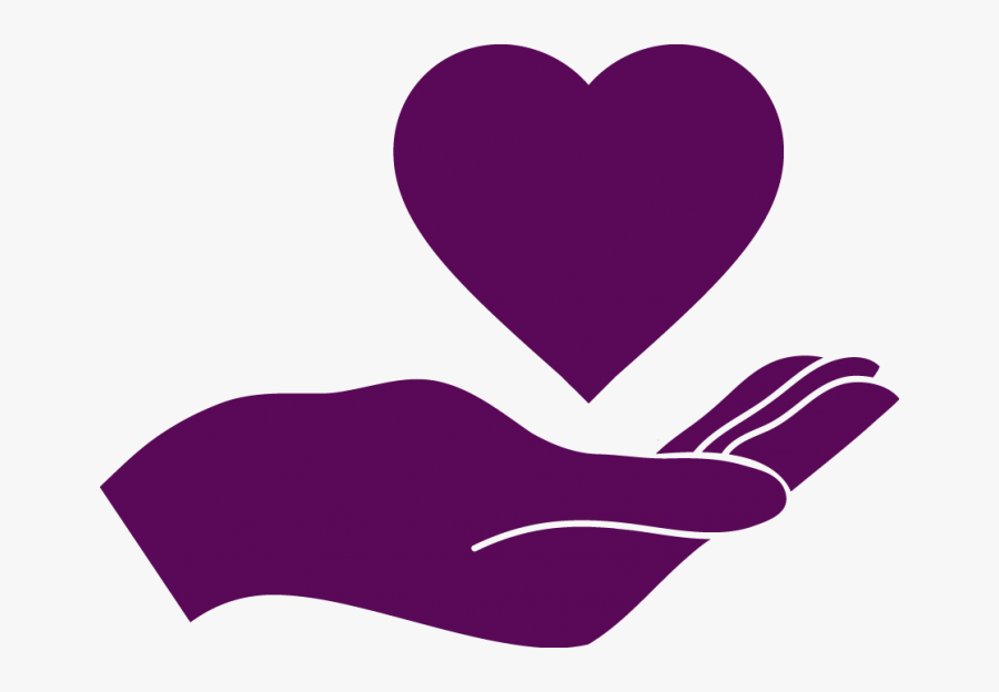 Deep Purple Icon Of Hand With Heart Above It - Hand Holding Heart Svg, Transparent Clipart