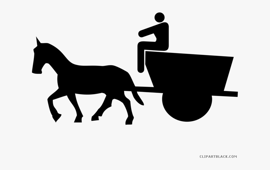 Horse Riding Animal Free Black White Clipart Images - Cartoon Horse Drawn Carriage, Transparent Clipart