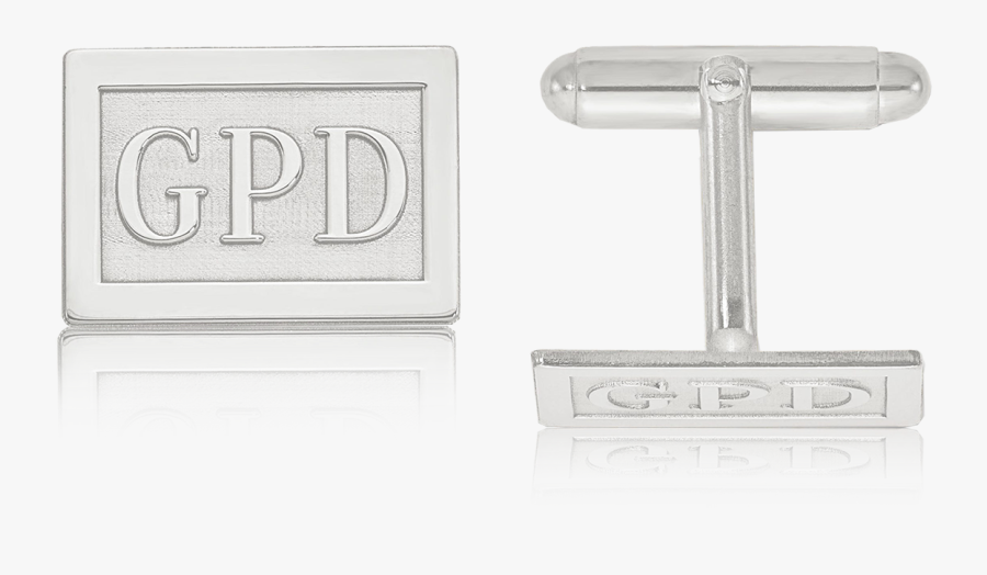 Raised Letters Rectangle Monogram Cuff Links In Sterling - Silver, Transparent Clipart