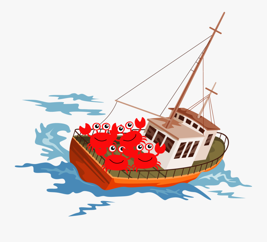 Fishing Boat Battling, Transparent Clipart