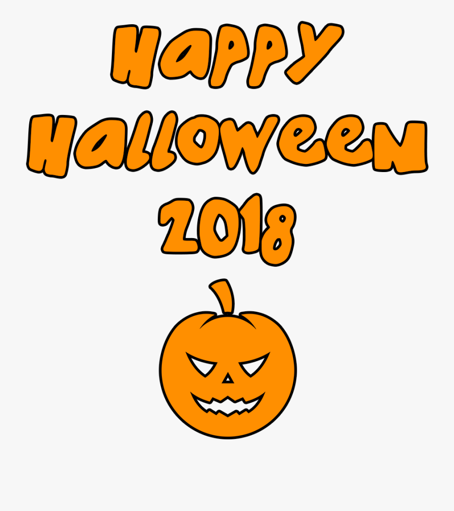 Happy Halloween 2018 Round Scary Pumpkin - Transparency, Transparent Clipart