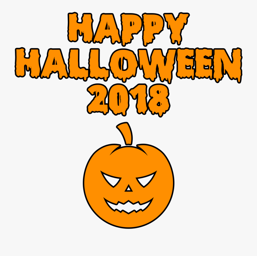 Happy Halloween 2018 Scary Round Pumpkin Bloody Font - 2018 Halloween Png, Transparent Clipart