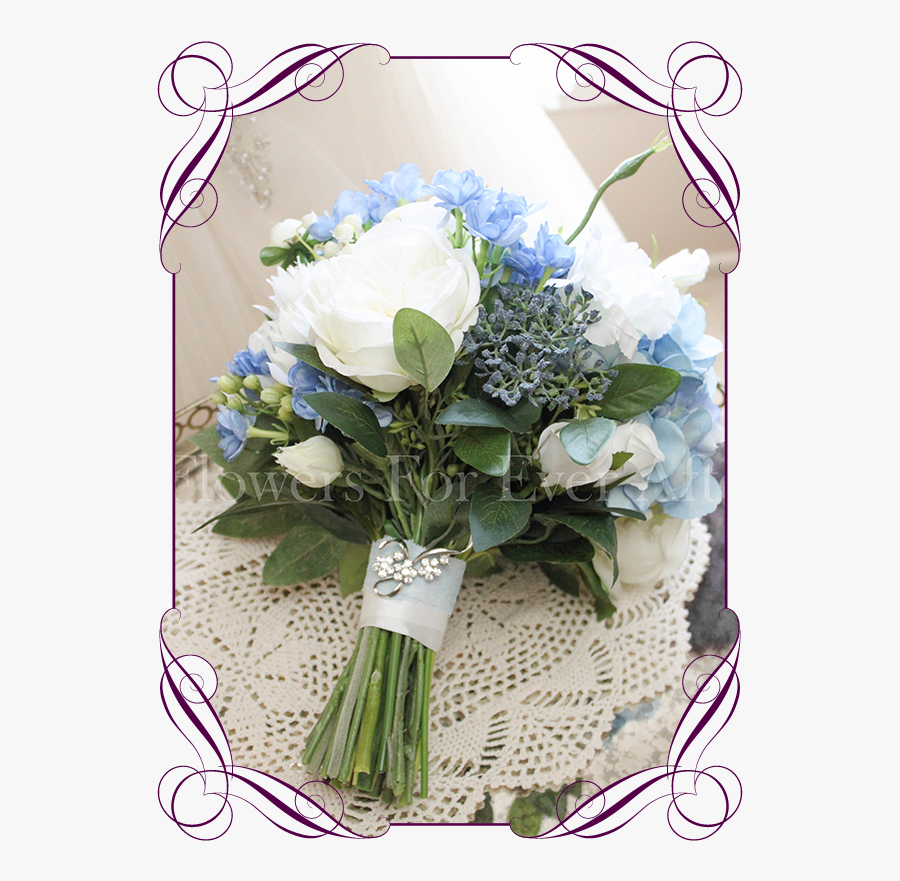 Clip Art Hydrangea And Rose Wedding Bouquet - Flower Bouquet, Transparent Clipart
