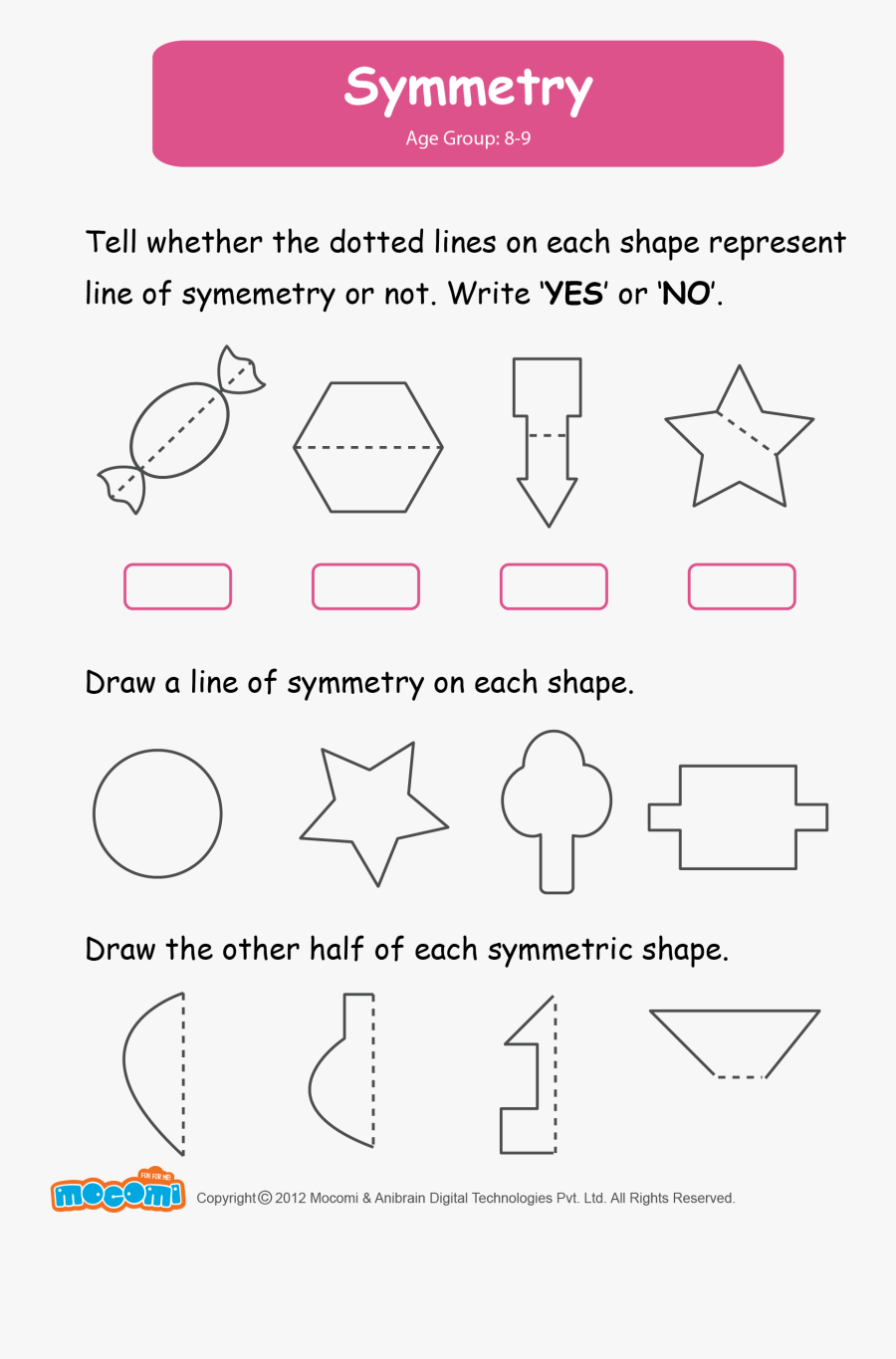 Symmetry Worksheet For Kids - Amitié Pour La Vie, Transparent Clipart
