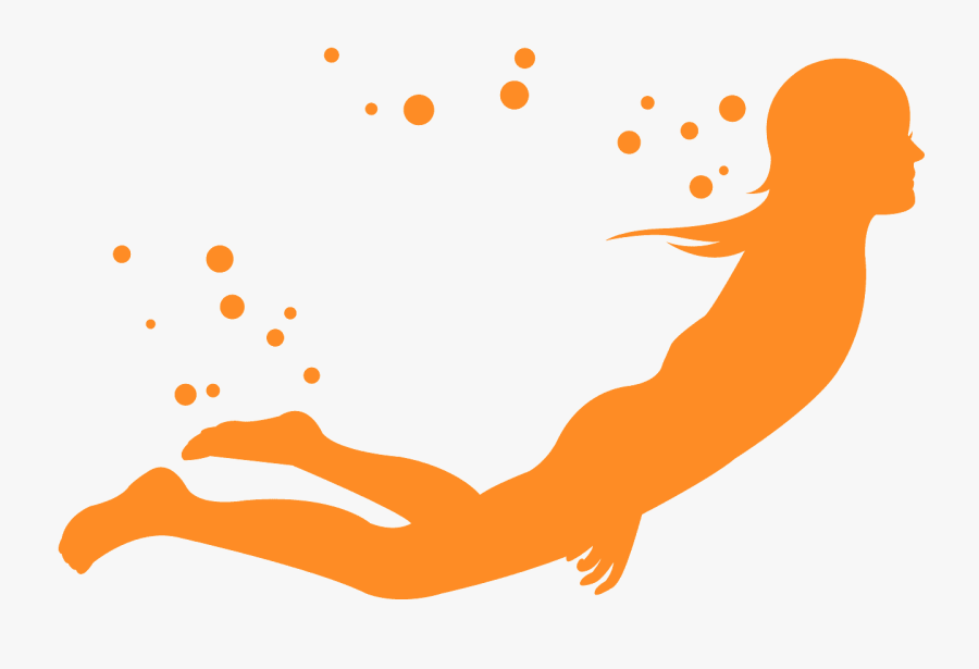 Women Swimming Underwater Silhouette, Transparent Clipart