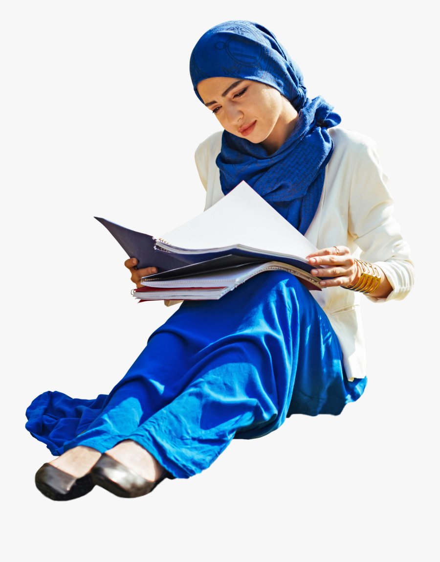 Woman Student Sitting Arab - People Sitting Studying Png, Transparent Clipart