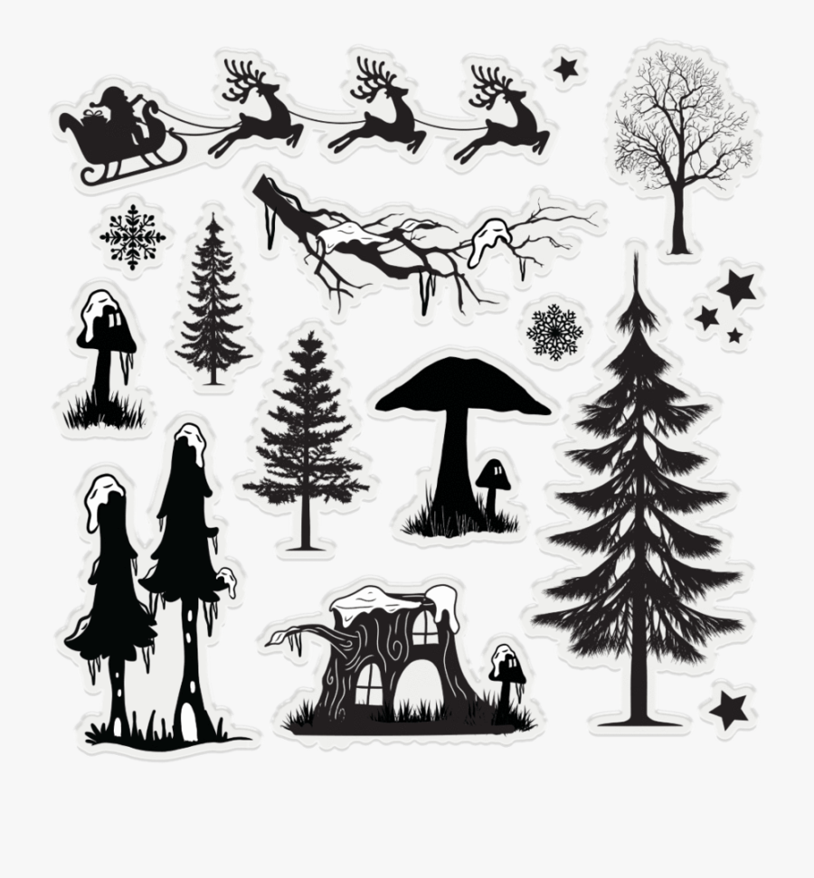 Tree Line Evergreen Silhouette, Transparent Clipart