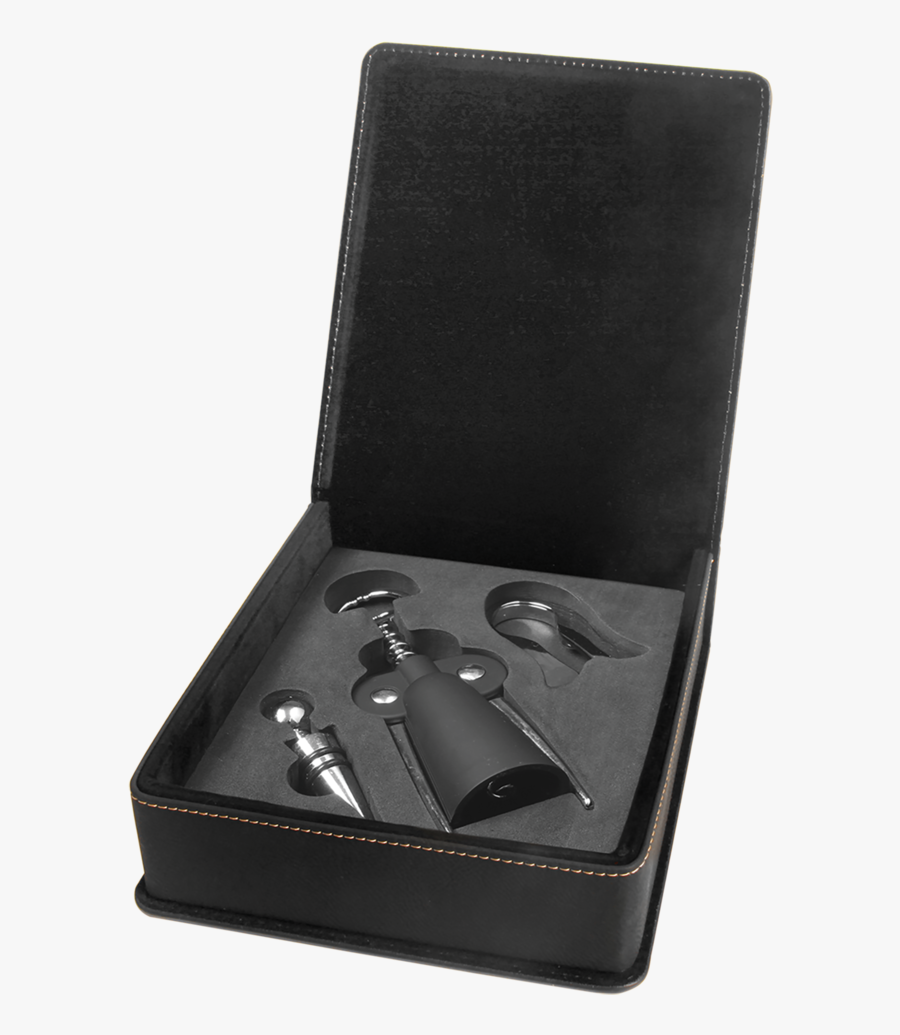 3 Piece Leatherette Wine Tool Set W/ Gold Engraving - Wallet, Transparent Clipart