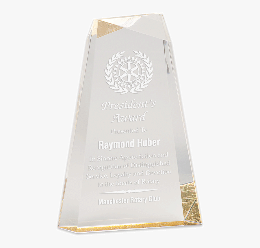 Sample Engraving Of Gold Facet Wedge Acrylic Award - Memorial, Transparent Clipart