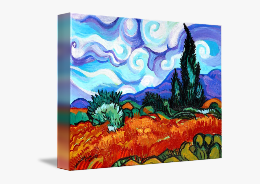 Clip Art Van Goghs Fields By - Van Goghs Wheat Field With Cypress, Transparent Clipart