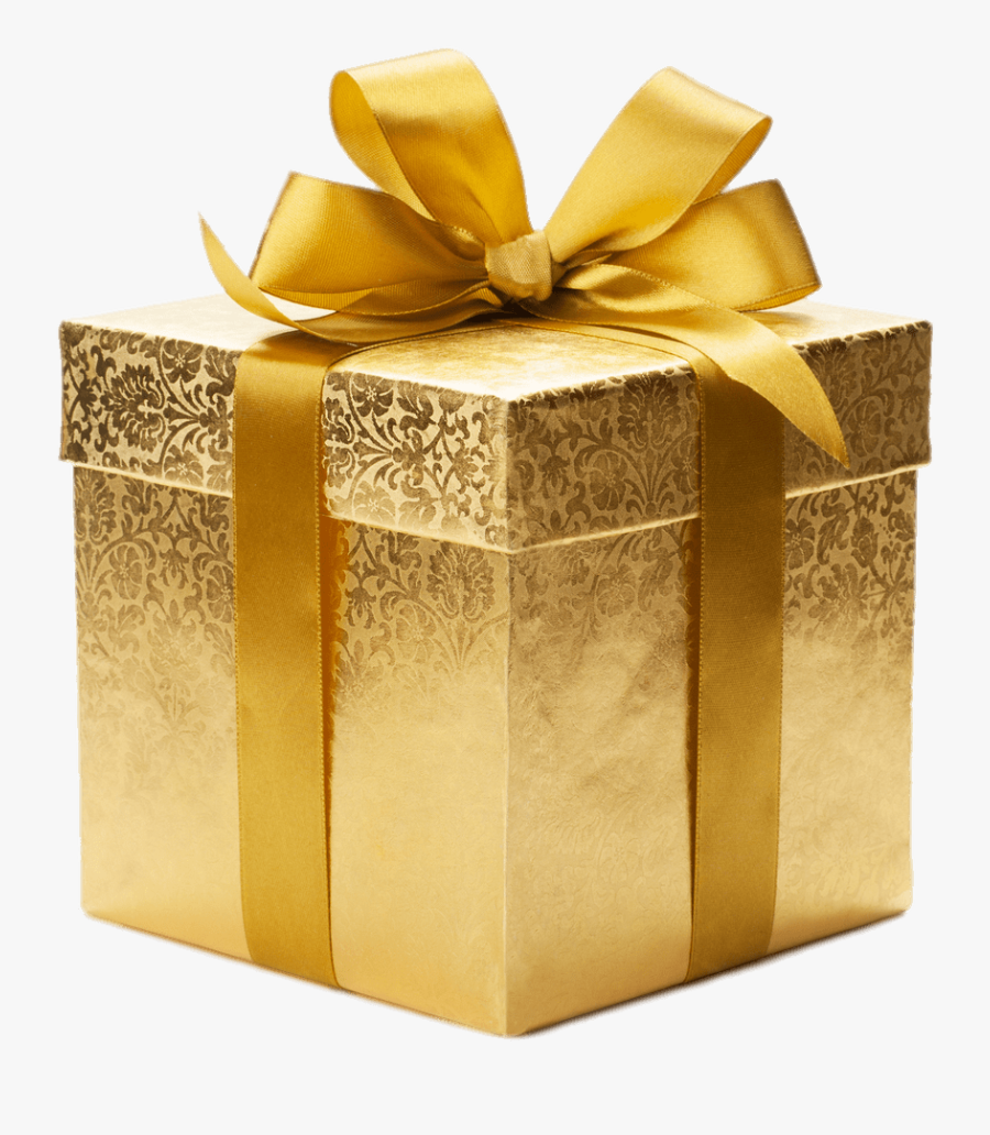 Gold Coloured Gift Box - Gold Gift Box Png, Transparent Clipart