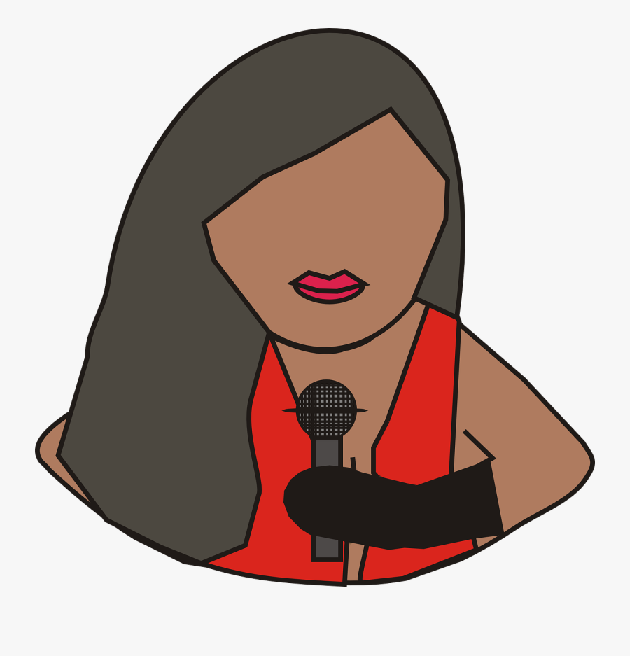 Woman Mic Vector Png - Menina Com Microfone Png, Transparent Clipart